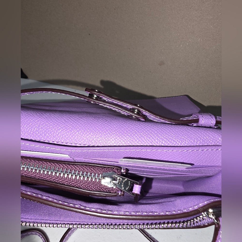 Coach Lavender Pebbled Leather Crossbody Clutch - Picture 6 of 11